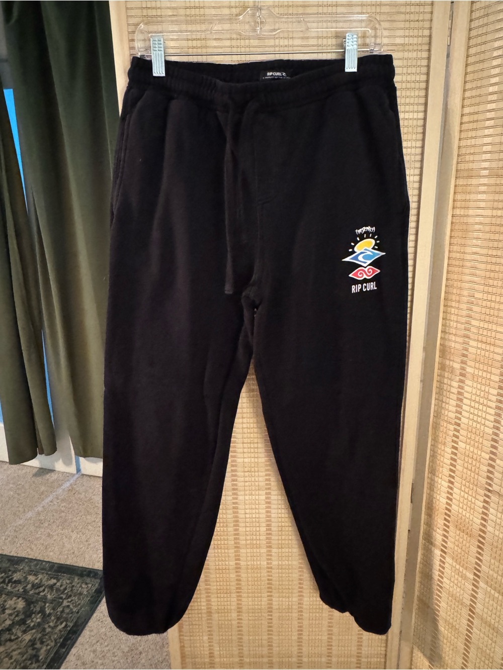 Rip Curl Black Sweat Joggers with Colorful Wave Logo